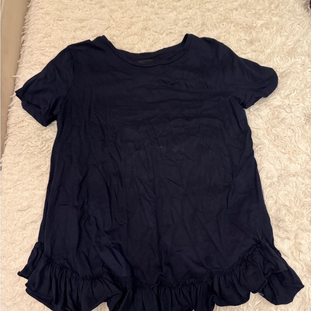 Elegant Navy Ruffle Hem Top
